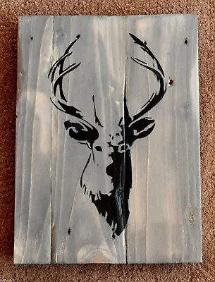 Wall Plaque Sign Handmade Reclaimed Pallet Stag Wildlife Driftwood Theme A4 Size • £17.32