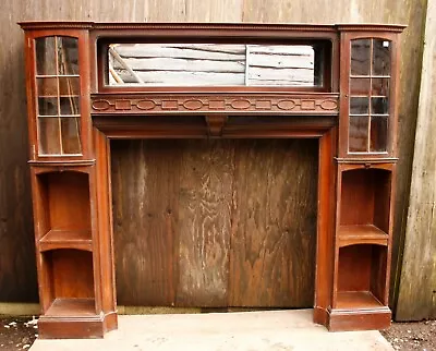 Large Mahogany Fire Surround With Mirror And Side Cabinets  • £345