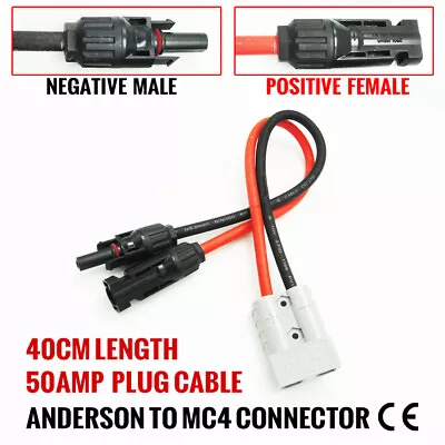 50a Amp Anderson Plug To Mc-4 Solar Panel Cable Y Adaptor Connector Wiring 40cm • $15.95