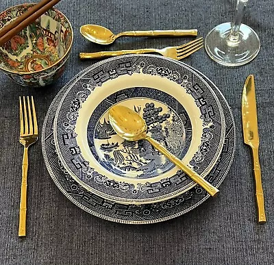Gold Flatware Bamboo Pattern Twelve (12) 5-piece Place Settings (60 Pieces) • $89