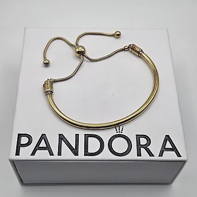 Genuine Pandora Shine Gold Adjustable Sliding Bracelet Bangle ALE MET #567953CZ • £60