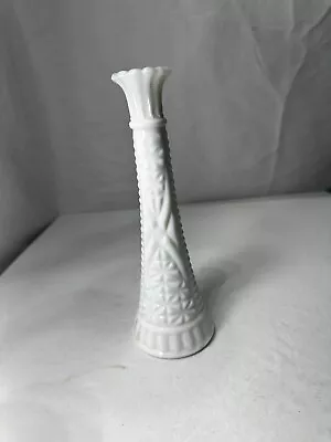 Vintage Anchor Hocking Milk Glass Bud Vase Stars And Bars 9” Tall • $6