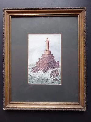 Old Original Watercolour Painting Small Lighthouse Picture • £25
