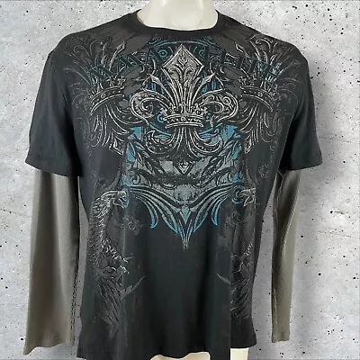 MMA Elite Shirt Men’s 2XL Grunge  Long Sleeve Thermal Tee Y2K F80 • $44.95