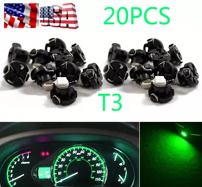 20X Green T3 Neo Wedge 1210 1Smd Led Instrument Dash Climate Gauge Light Bulb US • $15.45