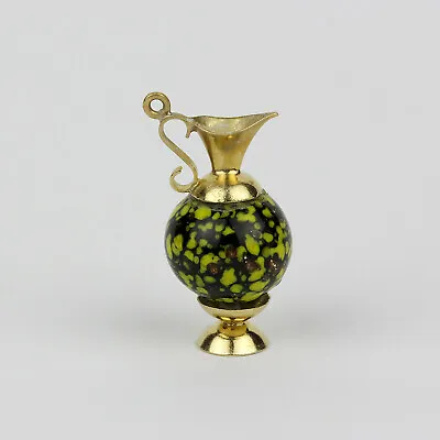 Vintage 18k Yellow Gold And Speckled Enamel Miniature Pitcher Jug Charm Pendant • $371.96