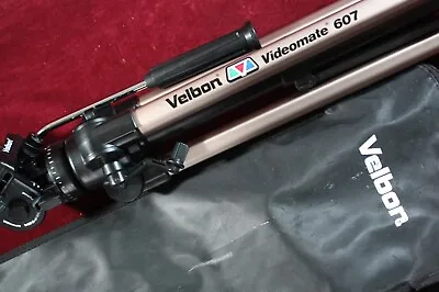 * Vintage Velbon Video Tripod Videomate 607 Vel-flow 9 Ph-368 Head W Case Ex/c * • $65.50