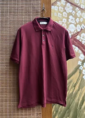 Vintage YSL Yves Saint Laurent Chest Logo Short Sleeve Polo Shirt Size L Maroon • $35