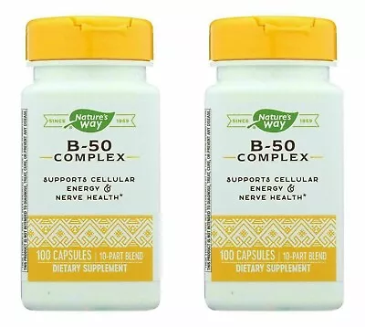 Lot Of 2  Nature's Way Vitamin B-50 Complex  (100 + 100 Capsules) 2 PACK • $31.90