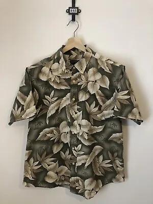 David Taylor Green Palm Tree Leaf Print Hawaiian Shirt Size L Short Sleeves 014 • £5