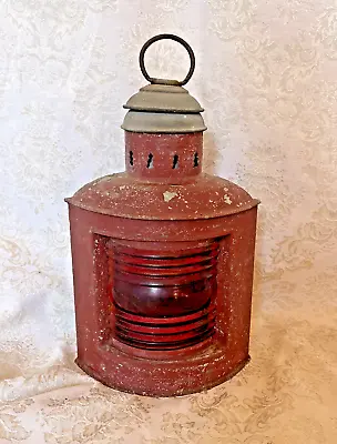 Vintage Perkin Ship Boat Marine Navigation Lamp Light Red Glass 12  • $75