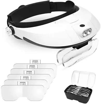 1X To 6X Headband Magnifier Head Mount Magnifying Glass With LED Light For Clos • $35.23