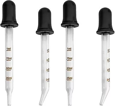 Eye Droppers - Pack Of 4 Bulk Bent & Straight Tip Calibrated Glass Medicine Dr • £20.44