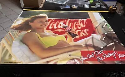 Coca-Cola Vintage Milk Bar Cardboard Sign Coke Lady Yellow Bikini 90 By 68 Cm • $40