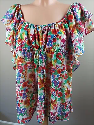 Women's H&M The Garden Collection Top Floral Print Ruffle Blouse Size US8 EUR38 • $17