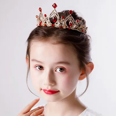 Kids Red Flower Girl Children Wedding Prom Mini Tiara Crown Princess  • $11.50