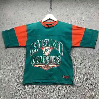 Vintage 1996 Miami Dolphins Football T-Shirt Boy Youth Size Large L Orange Green • $19.99