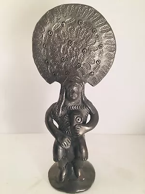 Vintage Black Pottery Harvest Godess Mexico Folk Art 8.5  Signed • $24.99