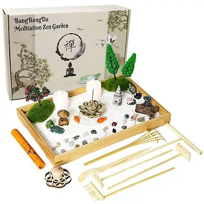 Miniature Japanese Zen Garden Kit - Mini Chakra Crystal Quartz Rock Sand Gard... • $35.40