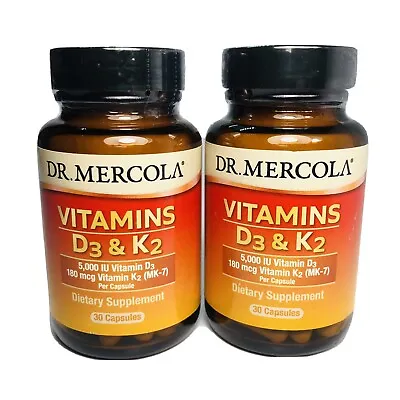2x Dr. Mercola Vitamins D3 & K2 30x2 = 60 Capsules Exp. 2026 • $27.98
