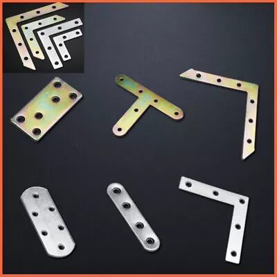 Flat Straight L Shape Mending Plate Brackets Fixing Metal Furniture Braces Steel • $2.63