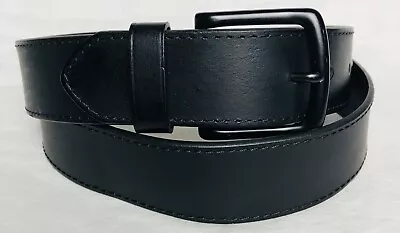 Men’s Work Belt Sz 40 Black Genuine Leather Black Toned Buckle 1.5” Wide • $14.99