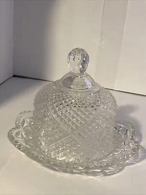 Vintage 1970 Avon Diamond Cut Glass Dome Butter Or Cheese Dish • $12