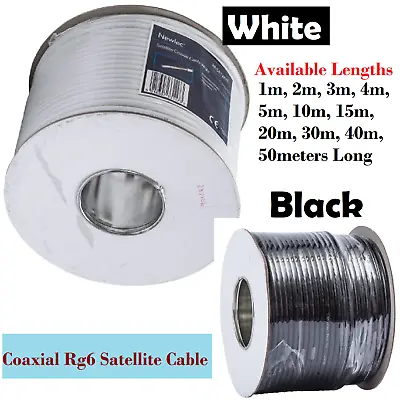 Coaxial Cable Satellite Freesat Digital TV Aerial Coax Cable Antenna Wire RG6 • £5.99