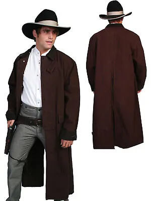 Scully RangeWear Mens Walnut 100% Cotton Long Overcoat Duster Coat • $117.99