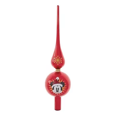 Santa Mickey Mouse Disney Finial Glass Tree Topper Red Christmas 12  Kurt Adler • $38.49