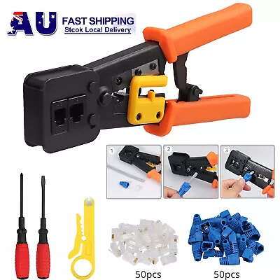 6 In 1 RJ45 RJ11 Crimper Cat5/6 Connector End Pass Through Network Stripper Tool • $26.95