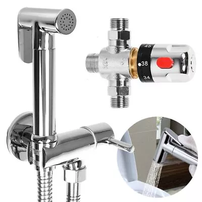 Thermostatic Mixer Bidets Valve Hand Held Douche Spray Kit Muslim Shattaf Shower • £34