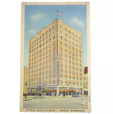 Hotel Mayflower Seattle Washington WA Postcard Building Exterior Street View • $5.75