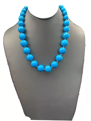 Vintage Unidentified Blue Turquoise Stone Chunky  Boho Necklace 18” • $26.50