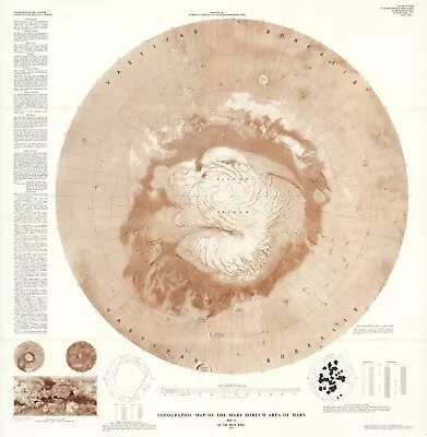 1970 NASA Geological Map Of Mars Antique Space Astronomy Poster Print • $270