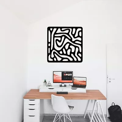 Organic Fluid Lines Wooden Wall Art: Modern Dynamic Decor For Office • £41.49