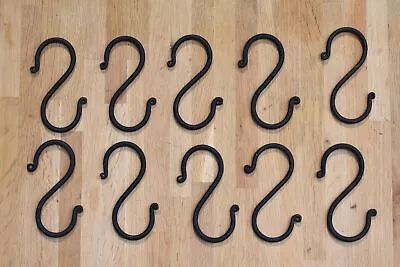 £23.99 • Buy Ten Handmade Wrought Iron Butcher Rail Hooks S Hanging Hook 10.5cm.