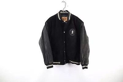 Vintage 90s Streetwear Mens Large Faded Insulated Suede Leather Varsity Jacket • $89.95