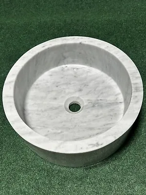 Carrara Marble Column Round Thick Lip 16” Vessel Sink Heavy White • $200