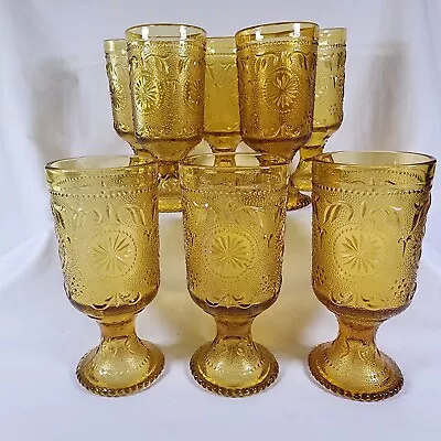 $35.99 • Buy VTG Amber Brockway Glass American Concord Pedestal Water Goblets Set Of 8, 8 Oz