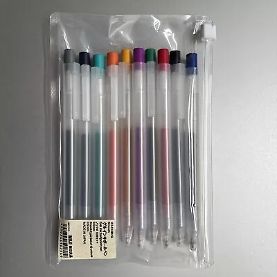 MUJI Set Of 10 Smooth Gel Ink Ball Point Pens 0.5 Mm Knock Type - Made In Japan • $17.99