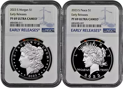 2023 - S Morgan & Peace Silver Dollar $1 2pc Set NGC PF69 ER Ultra Cameo • $167.99