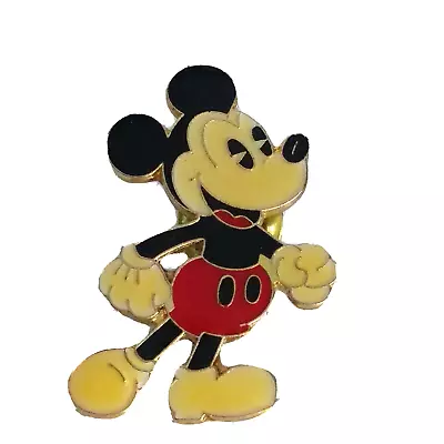 Vintage Disney Mickey Lapel Pin Brooch Signed Disney Gold Tone Enamel Disneyana • $14.19