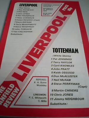 £3 • Buy LIVERPOOL V TOTTENHAM HOTSPUR 23rd JANUARY 1975 LEAGUE DIVISION 1