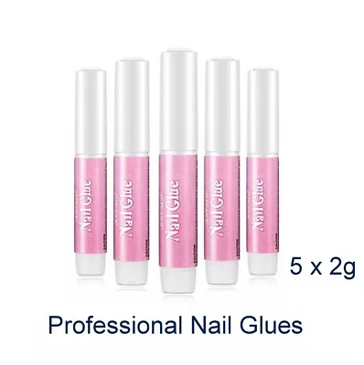 £2.49 • Buy STRONG FALSE NAIL GLUE CLEAR On Art Tips UV Gel Acrylic Fake Nails Tips 5x 2g