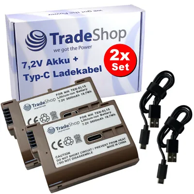 2x Camera Battery 7.2V / 2600mAh Type-C NTC V1 For Nikon MB-D16MB-D17MB-D18MB-N10 • £55.09