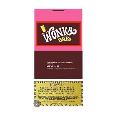 Willy Wonka  Wonka Bar  Candy Bar Wrapper + Golden Ticket • $36.81