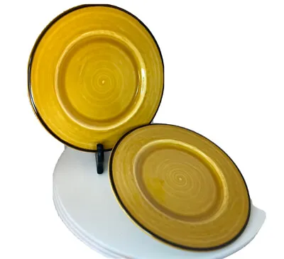 Varages Luberon Antique Honey Yellow W/Dark Banded Rim 8  Bread/Salad Plate S/2 • $11.99