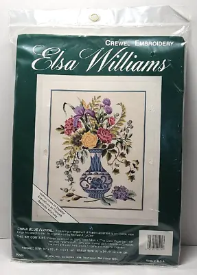 ELSA WILLIAMS Crewel Embroidery Kit NEW China Blue Floral 00424 16x20 • $20