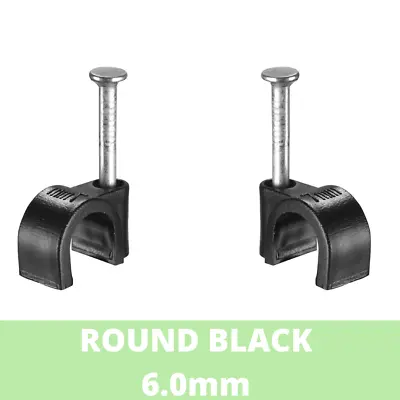 Round White And Black Cable Clips 6mm 7mm 8mm With Fixing Nails 30 Pack • £2.49